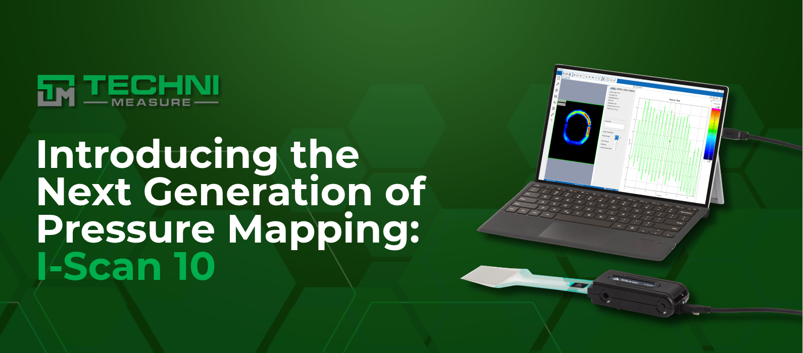 Introducing the next generation of pressure mapping: I-Scan – Main Image Image of the new I-Scan system with the title 'Introducing the next generation of pressure mapping: I-Scan 10'